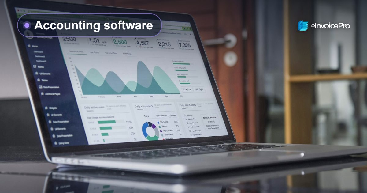 A laptop showing an accounting dashboard