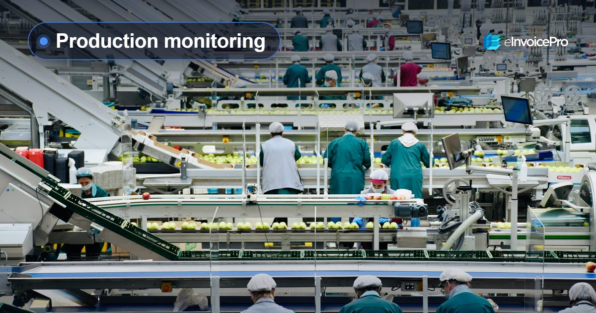 Workers along a factory production line